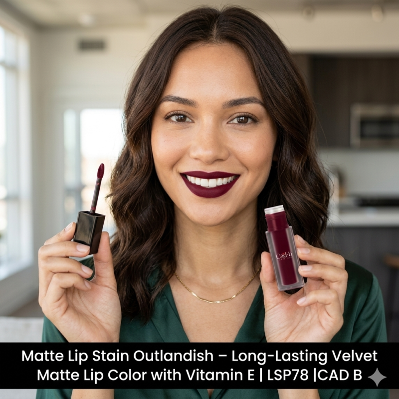 Matte Lip Stain Outlandish - Long-Lasting Velvet Matte Lip Color with Vitamin E | LSP78 |CAD B